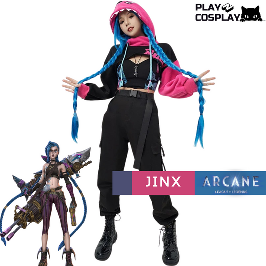 Jinx Arcane Cosplay Set | LOL Anime Costume Sweatshirt & Accessories