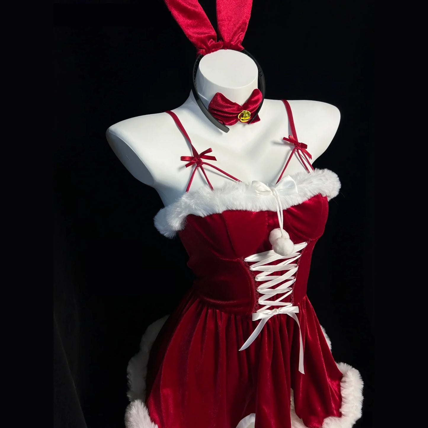 Velvet Bunny Santa Dress | Christmas Party Costume Set