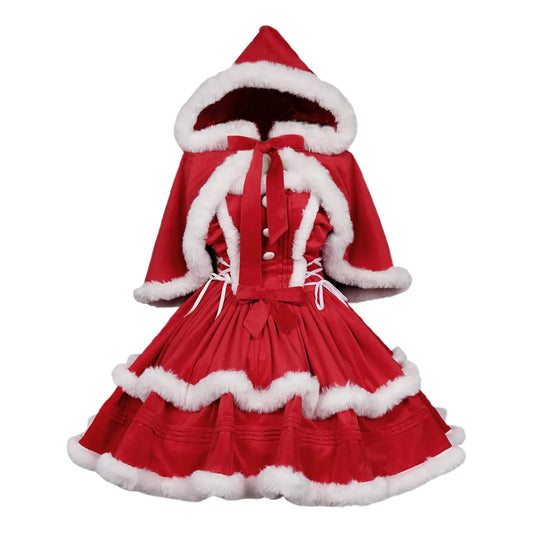 Red Riding Hood Christmas Dress Set | Woman Santa Costume